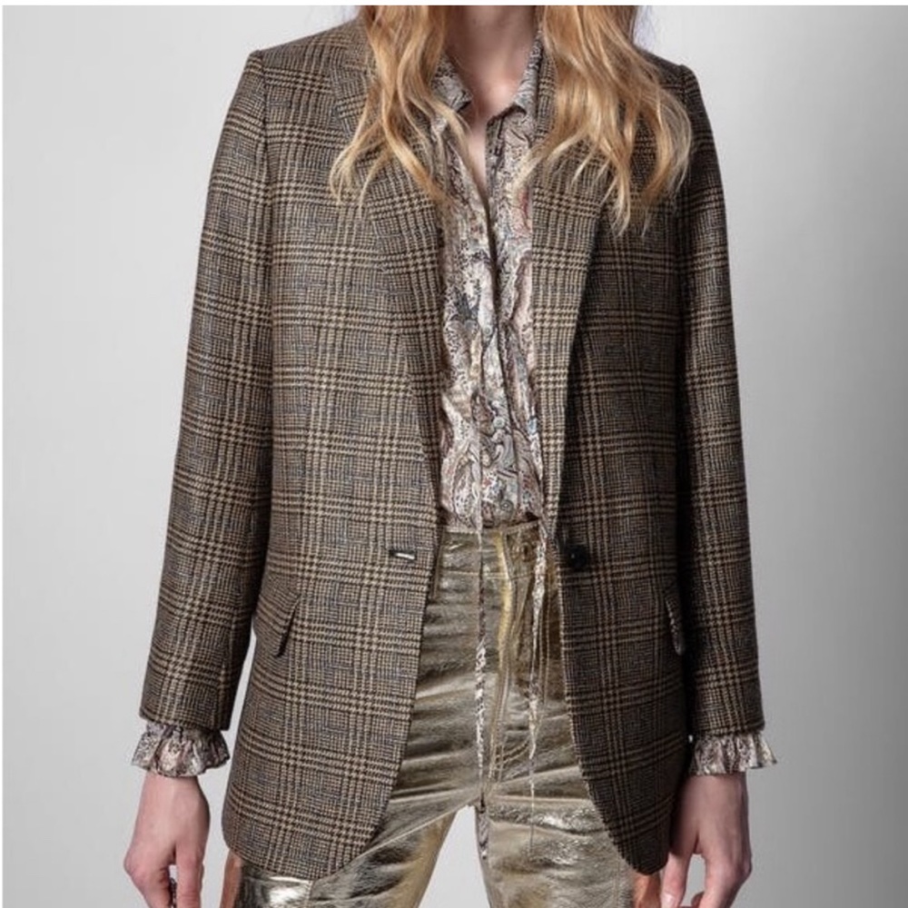 Zadig & Voltaire Viva Car Shimmer Checked Blazer